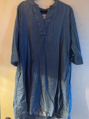 Chico's Denim Blue Casual Button-Down Dress